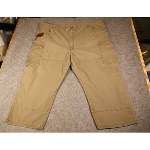 Wrangler Riggs Workwear Men 52x30 Tan Ripstop Cargo Pant 3W060BR Reinforced Knee